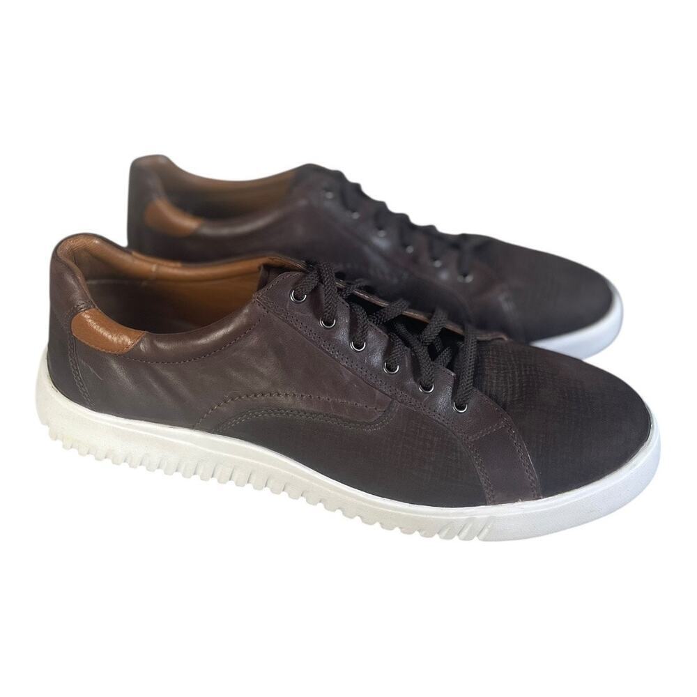 Johnston & Murphy Men’s McFarland Brown Suede Lace Up Sneakers Size-9M